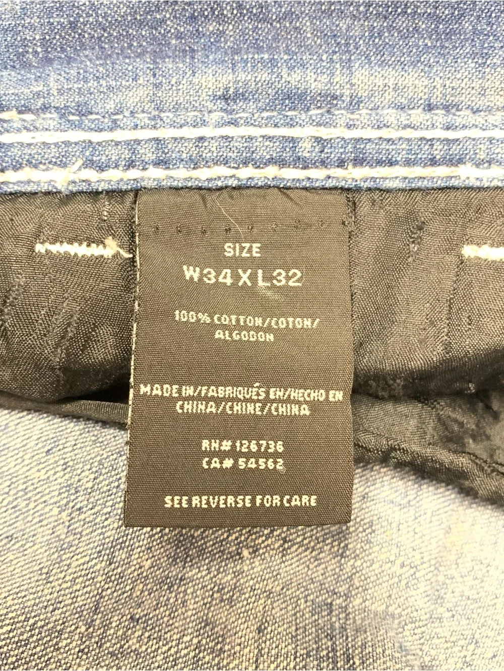 Xtreme Couture Leather Cross Straight Jeans 34 x 27 Y2K Distressed Vtg *Hemmed